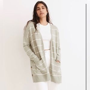 MADEWELL Striped Marlton Side-Button Cardigan Sweater size Small